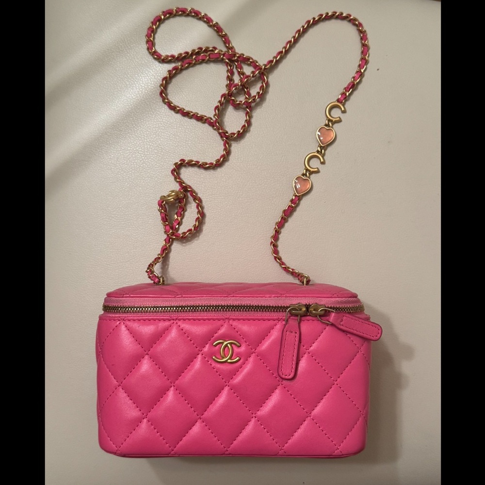 Chanel Pink Quilted Vanity Bag